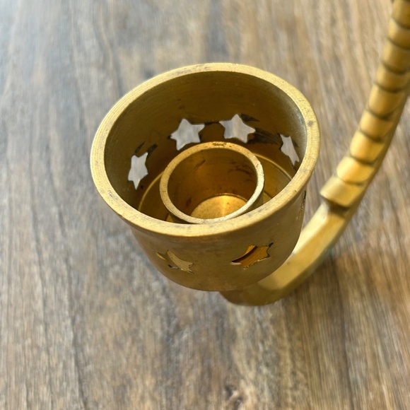 Vintage Solid Brass Double Candle Holder Wall Sconces Made in India Star Motif - Picture 6 of 10